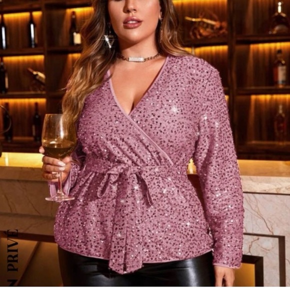 Sparkle In Her Eyes Sequin Wrap Top
